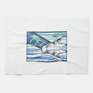 Bunte Giraffenporträt-Vintage-Stich-Vektorgrafik Geschirrtuch