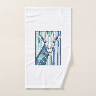 Bunte Giraffenporträt-Vintage-Stich-Vektorgrafik Handtuch