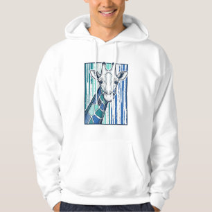 Bunte Giraffenporträt-Vintage-Stich-Vektorgrafik Hoodie