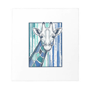 Bunte Giraffenporträt-Vintage-Stich-Vektorgrafik Notizblock