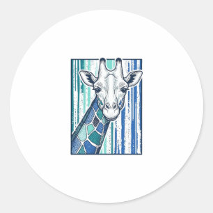 Bunte Giraffenporträt-Vintage-Stich-Vektorgrafik Runder Aufkleber