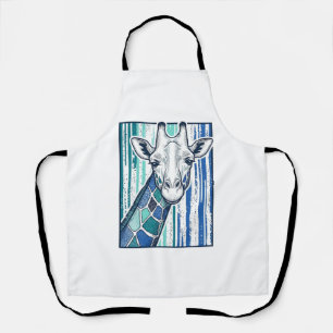 Bunte Giraffenporträt-Vintage-Stich-Vektorgrafik Schürze