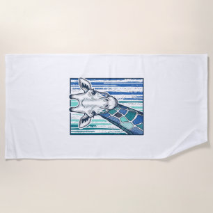 Bunte Giraffenporträt-Vintage-Stich-Vektorgrafik Strandtuch