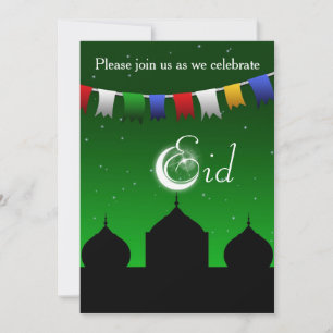 Bunte Girlande mit Moschee Eid Party Einladung