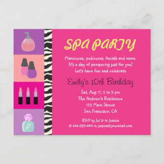 Bunte Girly Wellness-Center-Geburtstags-Party Einladung