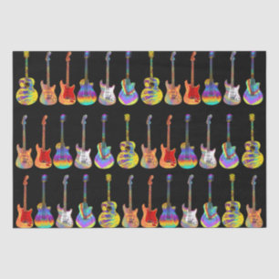 Bunte Gitarren auf Schwarz Seidenpapier
