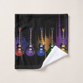 Bunte Gitarren Badhandtuch Set (Waschlappen)