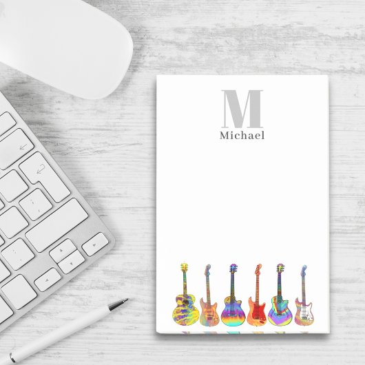 Bunte Gitarren Monogramm Post-it Klebezettel