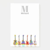 Bunte Gitarren Monogramm Post-it Klebezettel (Vorderseite)