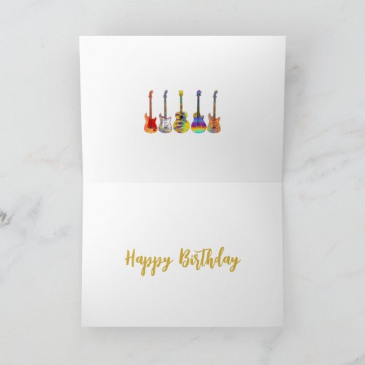 Bunte Gitarren zum Geburtstag glücklich Karte (Innenseite)