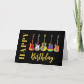 Bunte Gitarren zum Geburtstag glücklich Karte (Vorderseite)