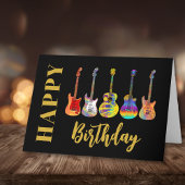 Bunte Gitarren zum Geburtstag glücklich Karte