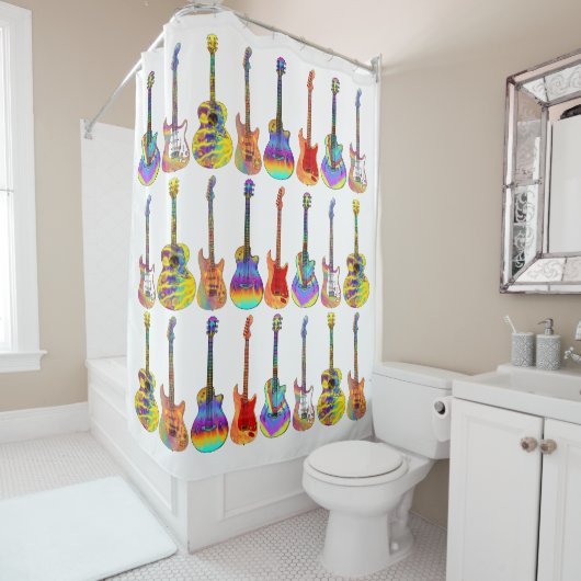 Bunte Gitarrenmuster Duschvorhang (Beispiel)