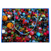 Bunte glänzende Glasmarmore Große Geschenktüte (Vorderseite)