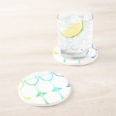 Bunte Gläser vor weißem Hintergrund Sandstein Untersetzer (Seite)