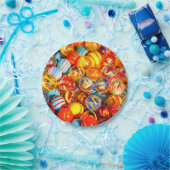 Bunte Glasmurmeln Pappteller (Party)