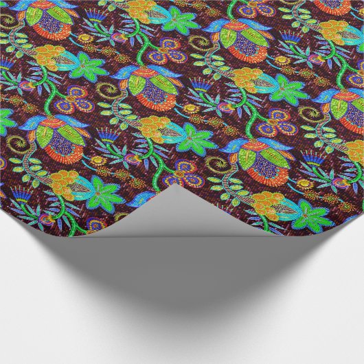 Bunte Glasperlen schauen Retro Blumenmuster 2a Geschenkpapier (Ecke)