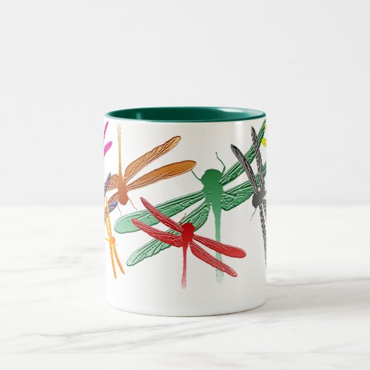 Bunte Gleiten-Libellen-Tasse Zweifarbige Tasse (Mittel)