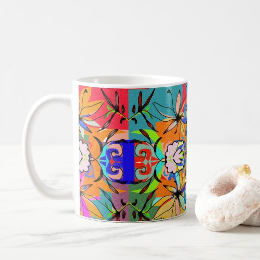 Bunte Glück-Tasse Kaffeetasse (Mit Donut)