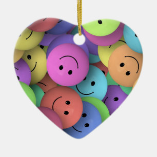 Bunte Glückliche Gesichter Emoji Kunst Keramik Ornament