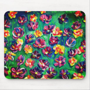 Bunte glückliche kleine Blumen Originalkunstwerk Mousepad