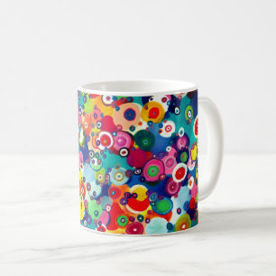 Bunte glückliche kleine Kreise Originalkunstwerk Kaffeetasse
