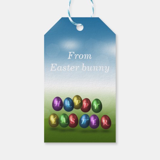 Bunte glückliche Ostereier Geschenkanhänger (Rückseite)