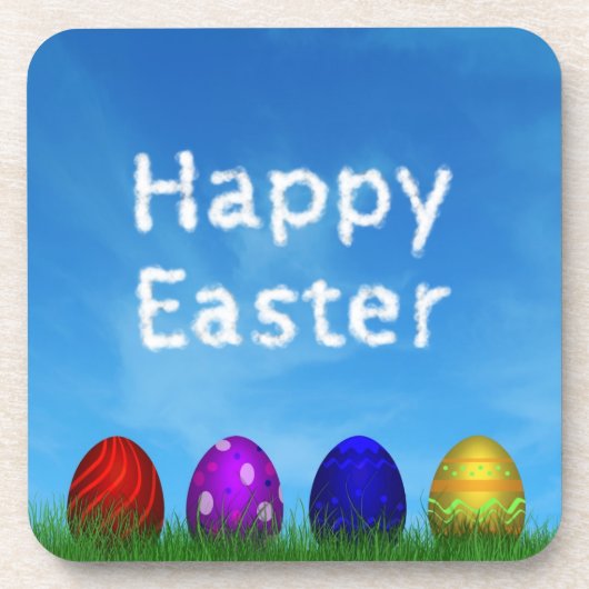 Bunte glückliche Ostereier Getränkeuntersetzer (Vorderseite)