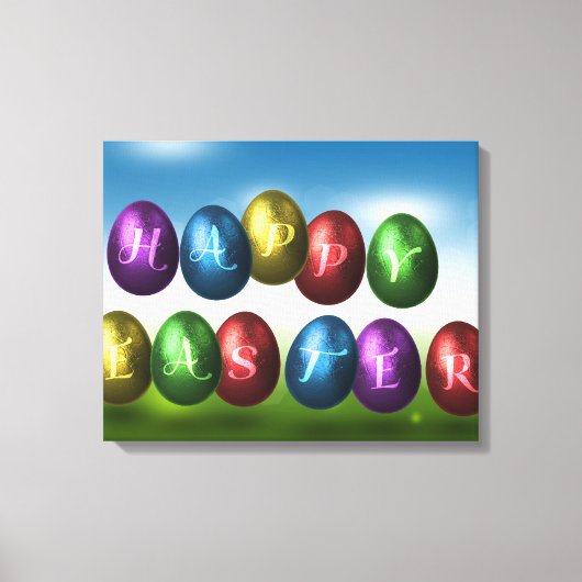 Bunte glückliche Ostereier Leinwanddruck (Vorderseite)