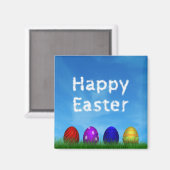 Bunte glückliche Ostereier Magnet (Vorderseite/Rückseite)