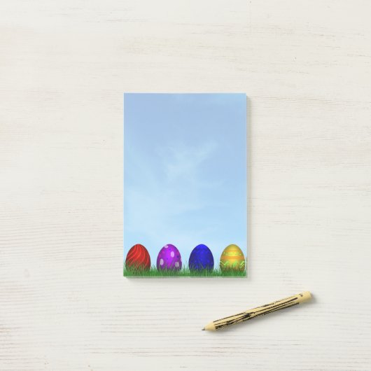 Bunte glückliche Ostereier Post-it Klebezettel (Auf Schreibtisch)