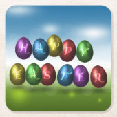 Bunte glückliche Ostereier Rechteckiger Pappuntersetzer (Vorderseite)