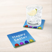 Bunte glückliche Ostereier Rechteckiger Pappuntersetzer (Vor Ort)