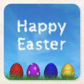 Bunte glückliche Ostereier Rechteckiger Pappuntersetzer (Vorderseite)