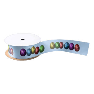Bunte glückliche Ostereier Satinband
