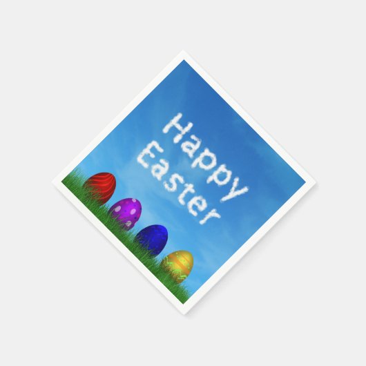 Bunte glückliche Ostereier Serviette (Ecke)