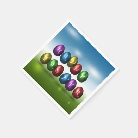 Bunte glückliche Ostereier Serviette (Ecke)