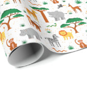 Bunte glückliche wilde Tiere in der Savanne Geschenkpapier (Rolleneckpunkt)