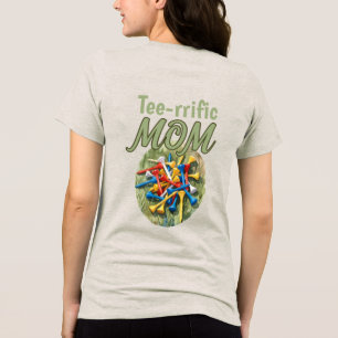 Bunte Golfball-Tee-Fronttasche & Rücken Tri-Blend Shirt