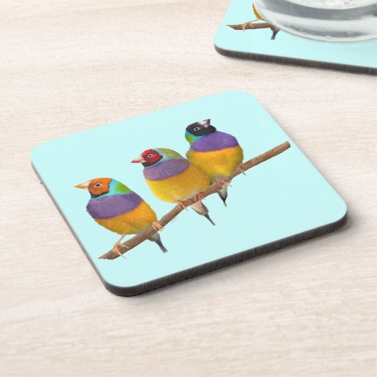 Bunte gouldische Finken in Pastellen Untersetzer (Linke Seite)