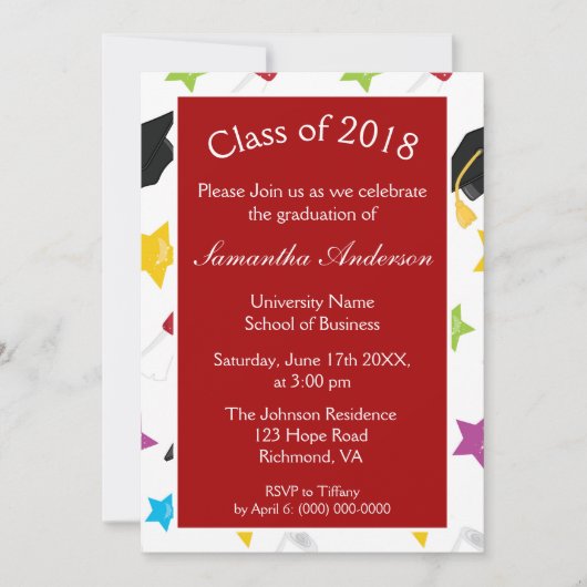 Bunte Graduierungspartei Einladung (Vorderseite)