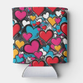 Bunte Graffiti-Herzen mit Monogramm Dosenkühler (Rückseite)