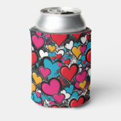 Bunte Graffiti-Herzen mit Monogramm Dosenkühler (Kanne Rückseite)