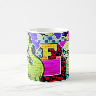 Bunte Graffiti-Kunst Ja-Wand-Kaffeetasse Becher Kaffeetasse