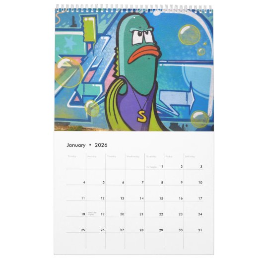 Bunte Graffiti-Malerei-Straßen-Kunst 2018 Kalender (Jan 2026)