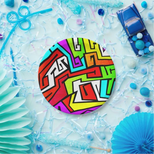 Bunte Graffitiillustration Pappteller (Party)