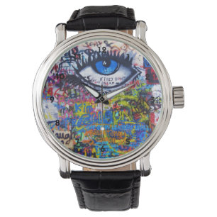 Bunte Graffitistraßenkunst Armbanduhr