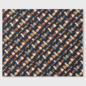 Bunte grafische Katzen Geschenkpapier (Flach)