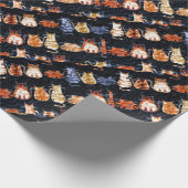 Bunte grafische Katzen Geschenkpapier (Ecke)