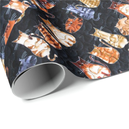 Bunte grafische Katzen Geschenkpapier (Rolleneckpunkt)